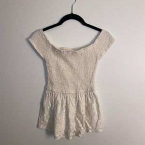 White lace peplum off the shoulder top